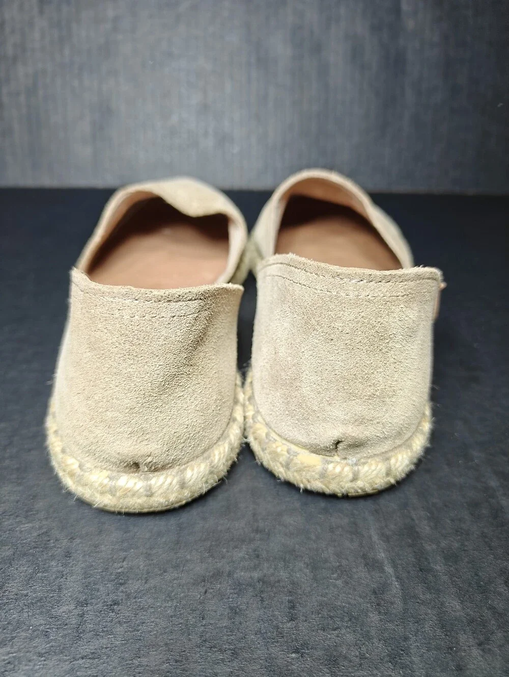 VERBENAS Carmen Serraje Taupe Suede Slide-on Spanish Espadrille Mules Shoe 9-9.5